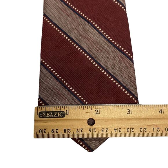 VTG Givenchy Gentlemen Paris Burgundy Stripe Men's Tie 100% Polyester - Picture 9 of 9